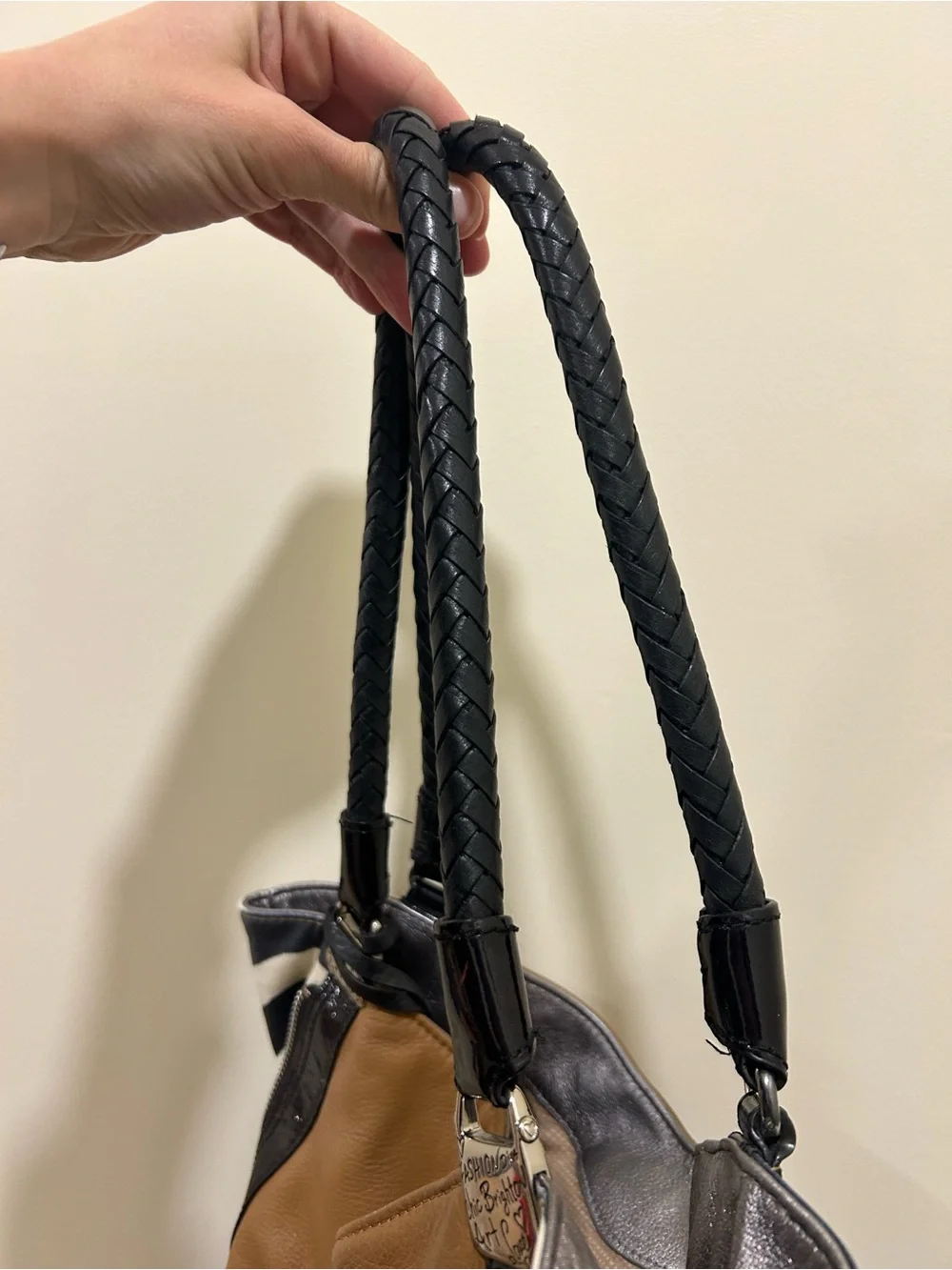 Brighton Fashionista City Block Dovima Zebra Leather Bag